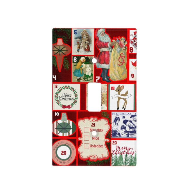 Christmas Block Advent Illustration Square Art Light Switch Cover (Front)