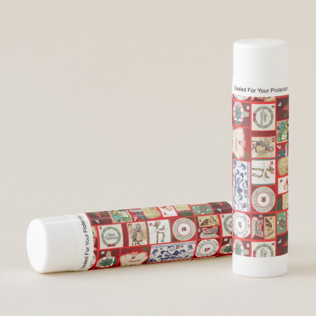 Christmas Block Advent Illustration Square Art Lip Balm (Front)