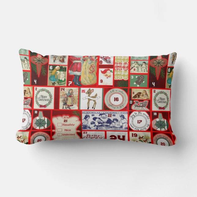 Christmas Block Advent Illustration Square Art Lumbar Pillow (Front)