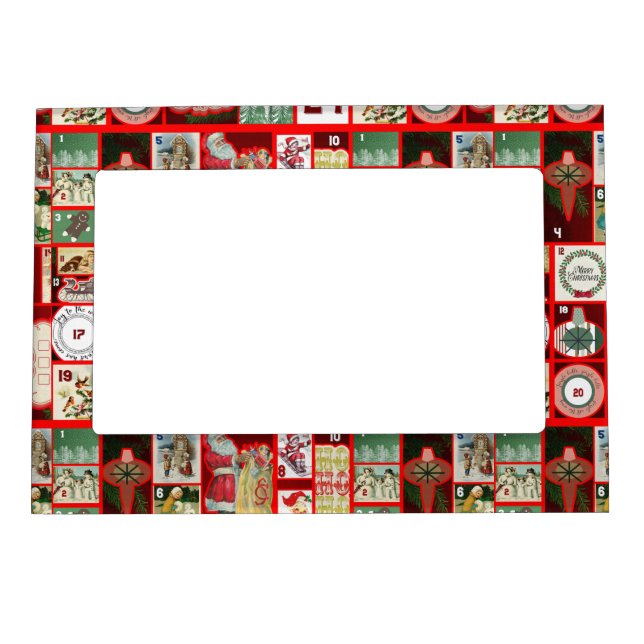 Christmas Block Advent Illustration Square Art Magnetic Frame (Front)