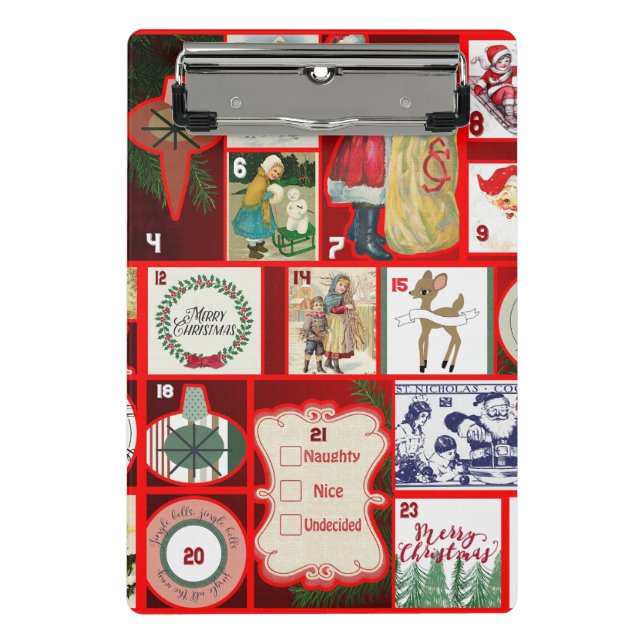 Christmas Block Advent Illustration Square Art Mini Clipboard (Front)