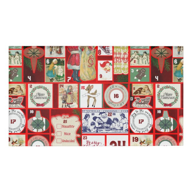 Christmas Block Advent Illustration Square Art Name Tag (Front)