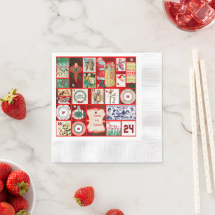 Christmas Block Advent Illustration Square Art Napkins