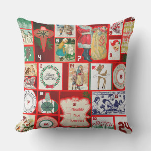 Christmas Block Advent Illustration Square Art Outdoor Pillow