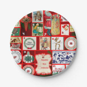 Christmas Block Advent Illustration Square Art Paper Plates