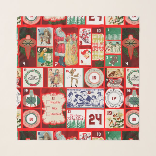 Christmas Block Advent Illustration Square Art Scarf (Front)