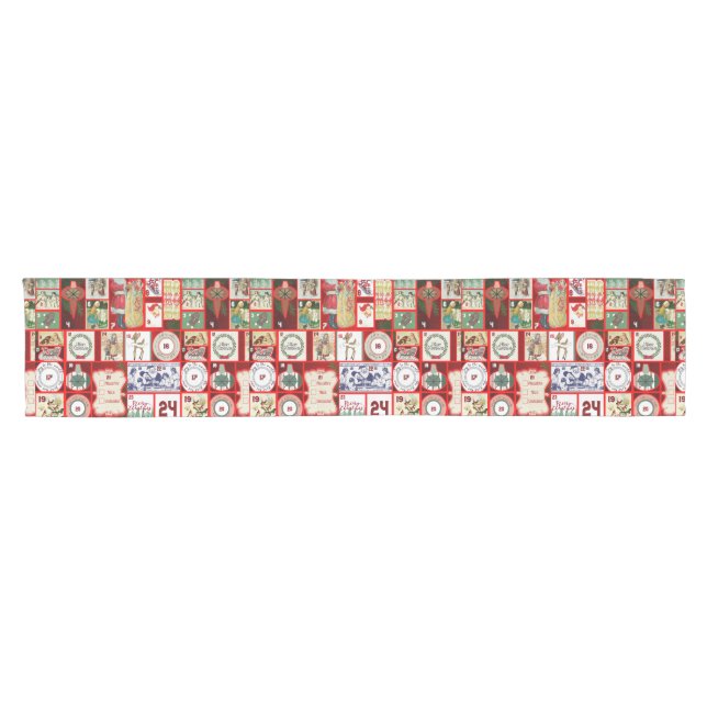 Christmas Block Advent Illustration Square Art Short Table Runner (Horizontal)