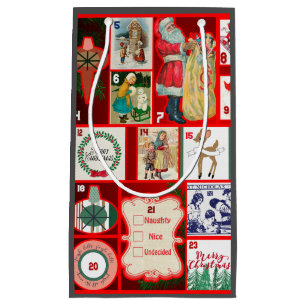Christmas Block Advent Illustration Square Art Small Gift Bag