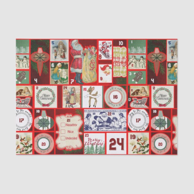 Christmas Block Advent Illustration Square Art Tissue Paper (Front)