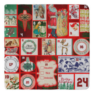 Christmas Block Advent Illustration Square Art Trivet