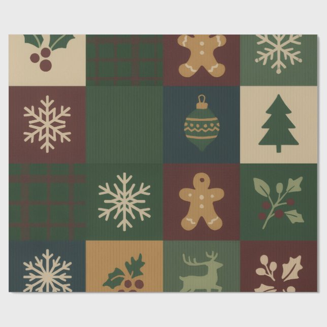 Christmas Block Christmas Wrap Wrapping Paper (Flat)