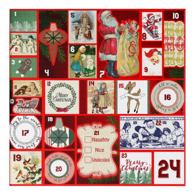 Christmas Block Illustration Squares Acrylic Print (Front)
