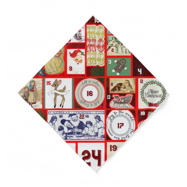 Christmas Block Illustration Squares Bandana (Front)