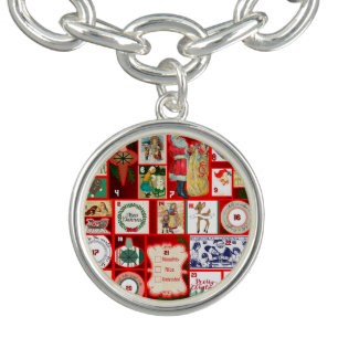 Christmas Block Illustration Squares Bracelet
