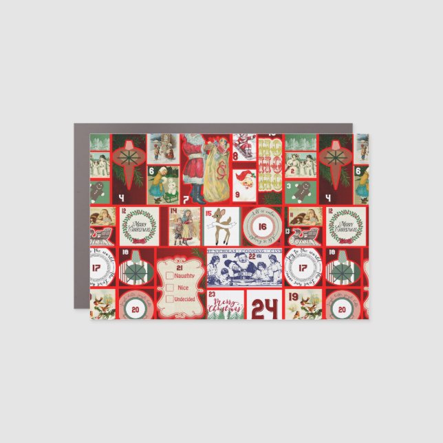 Christmas Block Illustration Squares Car Magnet (Front)