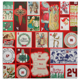 Christmas Block Illustration Squares Cloth Napkin