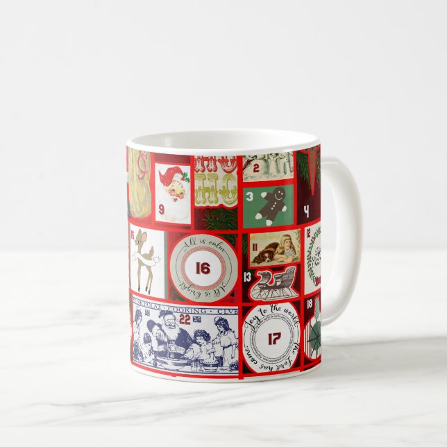Christmas Block Illustration Squares Coffee Mug (Front Right)