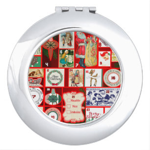 Christmas Block Illustration Squares Compact Mirror