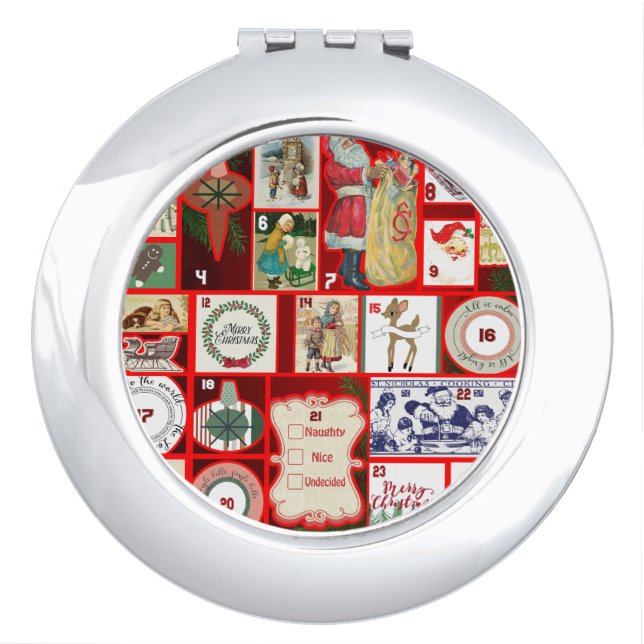 Christmas Block Illustration Squares Compact Mirror (Front)