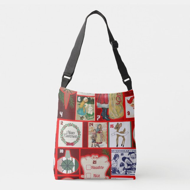Christmas Block Illustration Squares Crossbody Bag (Front)