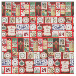 Christmas Block Illustration Squares Fabric