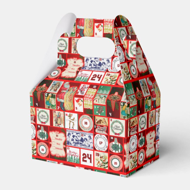 Christmas Block Illustration Squares Favor Boxes (Front Side)