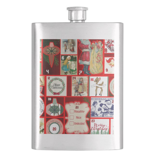 Christmas Block Illustration Squares Flask (Front)