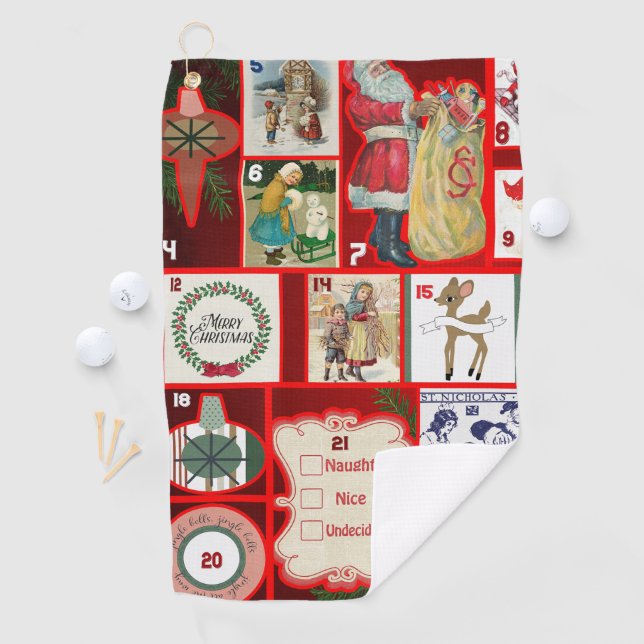 Christmas Block Illustration Squares Golf Towel (InSitu)