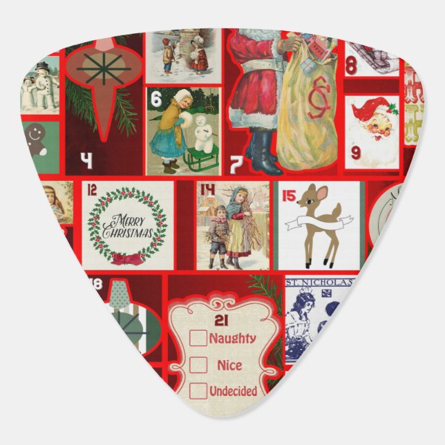 Christmas Block Illustration Squares Guitar Pick (Back)