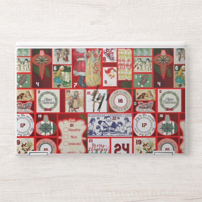 Christmas Block Illustration Squares HP Laptop Skin (Front)