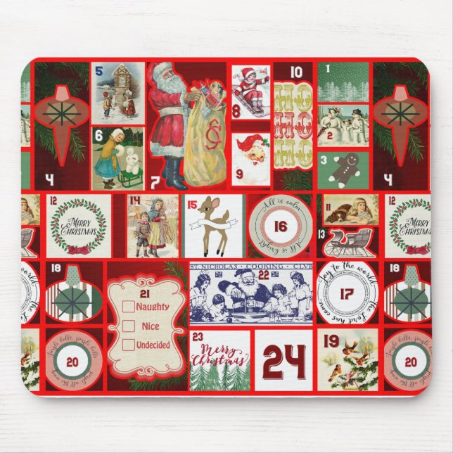 Christmas Block Illustration Squares Mouse Pad (Front)