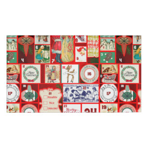 Christmas Block Illustration Squares Name Tag
