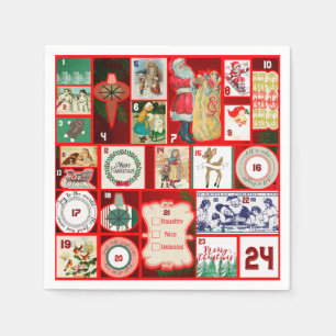 Christmas Block Illustration Squares Napkins
