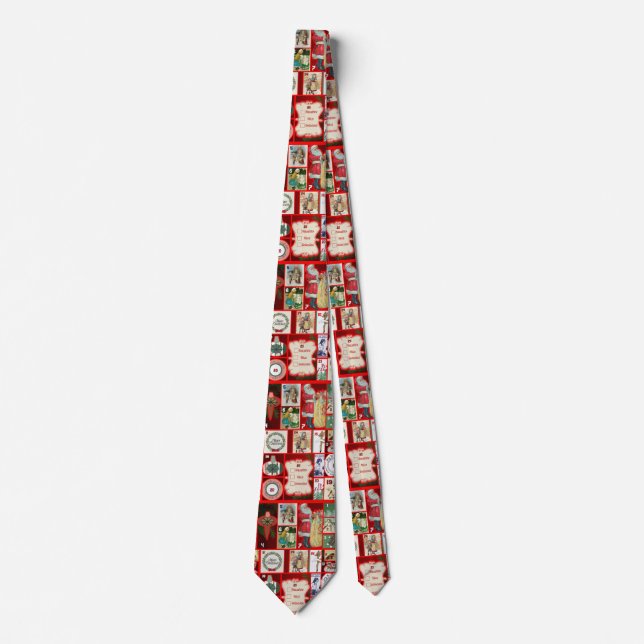 Christmas Block Illustration Squares Neck Tie (Front)