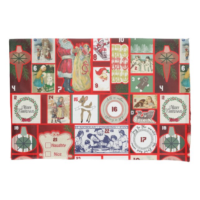 Christmas Block Illustration Squares Pillow Case (Front)