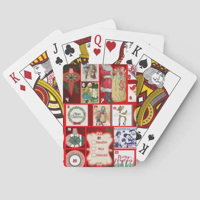 Christmas Block Illustration Squares Poker Cards (Back)