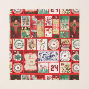 Christmas Block Illustration Squares Scarf