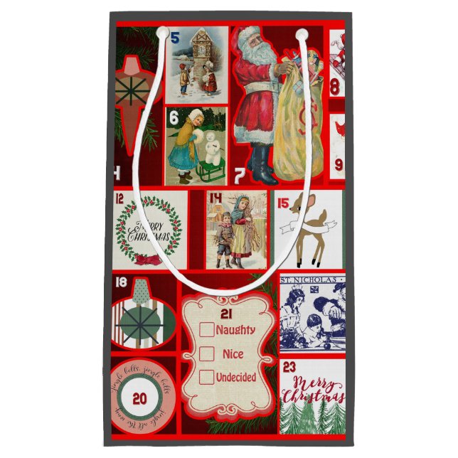 Christmas Block Illustration Squares Small Gift Bag (Front)
