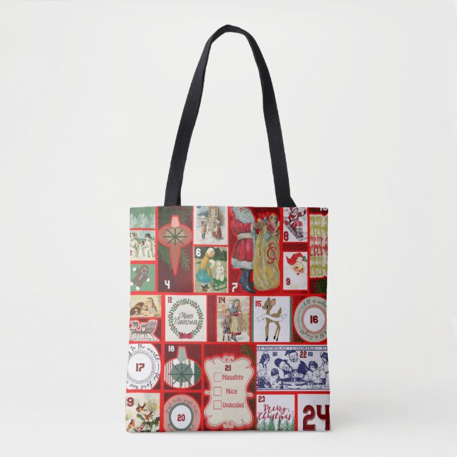 Christmas Block Illustration Squares Tote Bag (Front)