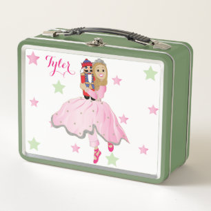 Christmas Blond Hair Nutcracker Ballerina Metal Lunch Box