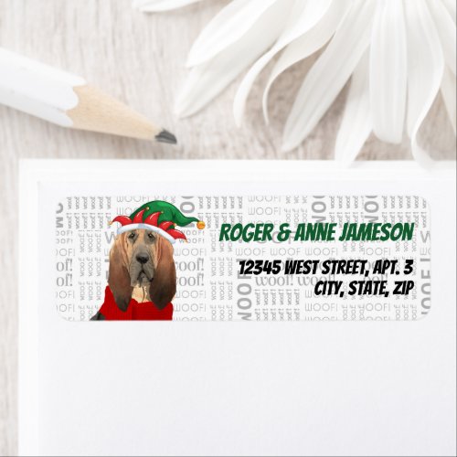 Christmas Bloodhound Dog Lover Holiday Address Label