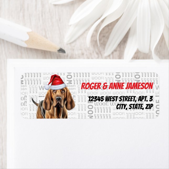 Christmas Bloodhound Dog Lover Holiday Address Label (Insitu)