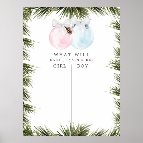 Christmas Blue and Pink Gender Reveal Game Poster