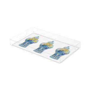 Christmas Blue and White Ginger Jar Acrylic Tray