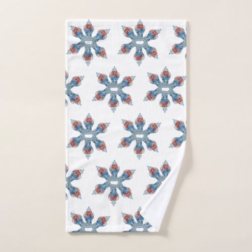 Christmas Blue and White Ginger Jar Snowflake Hand Towel