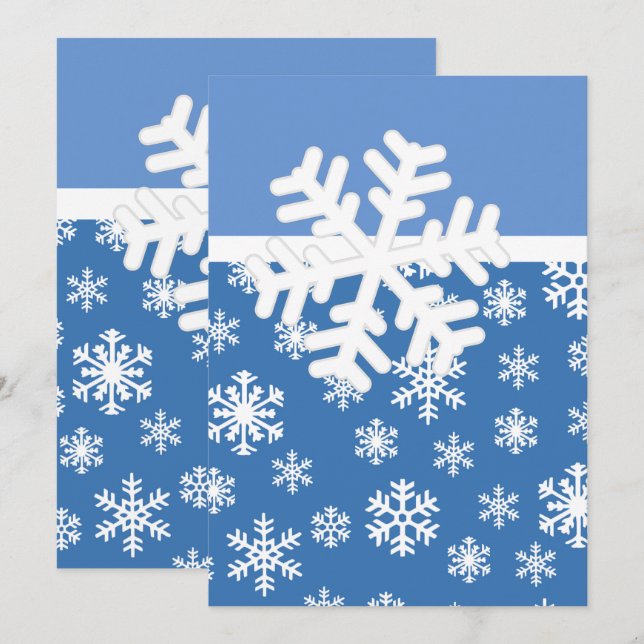 Christmas Blue and White Snowflake   Invitation (Front/Back)