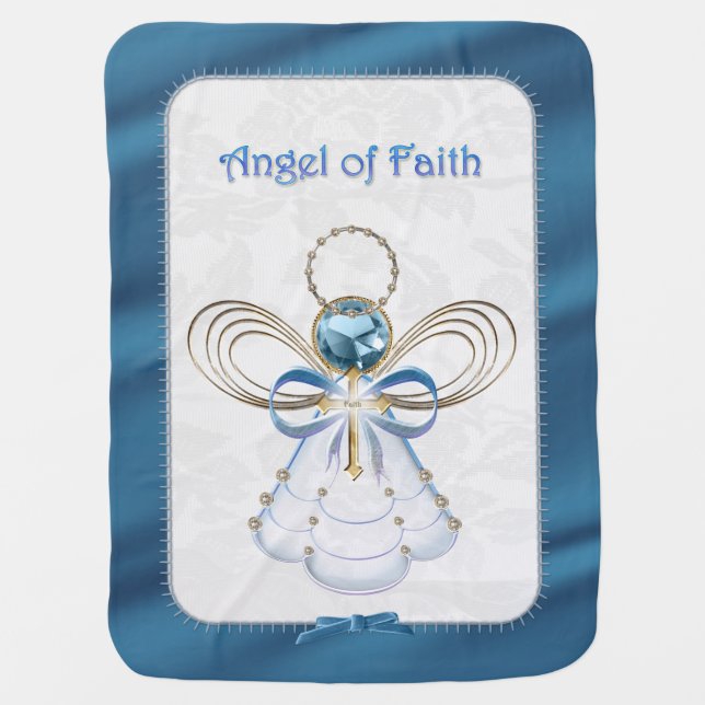 Christmas Blue Angel of Faith Receiving Blanket (Front)