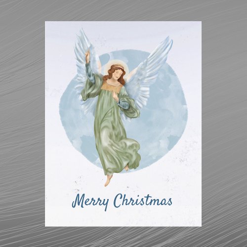 Christmas Blue Angel Watercolor Holiday Postcard