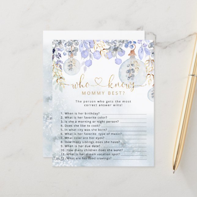 Christmas blue bubble who knows Mommy best game (Front/Back In Situ)