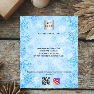 Christmas blue business logo qr code instagram  flyer